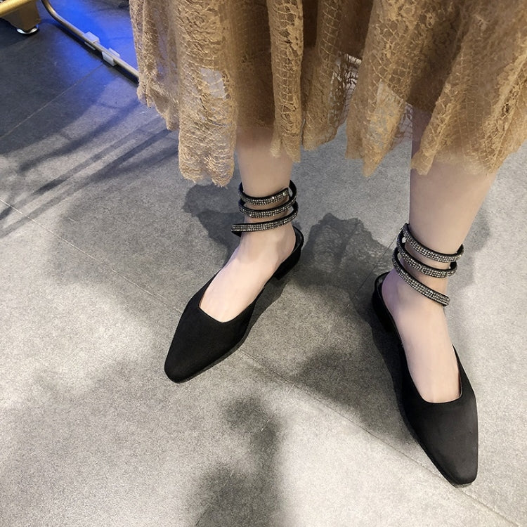 Spiral Belt Suede Low Heel Fashion Sandals for Women