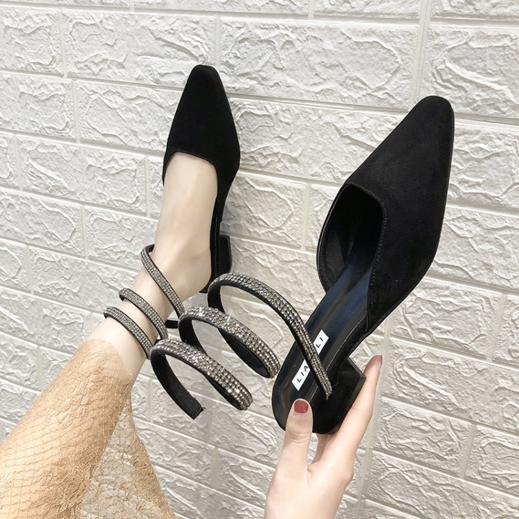 Spiral Belt Suede Low Heel Fashion Sandals for Women