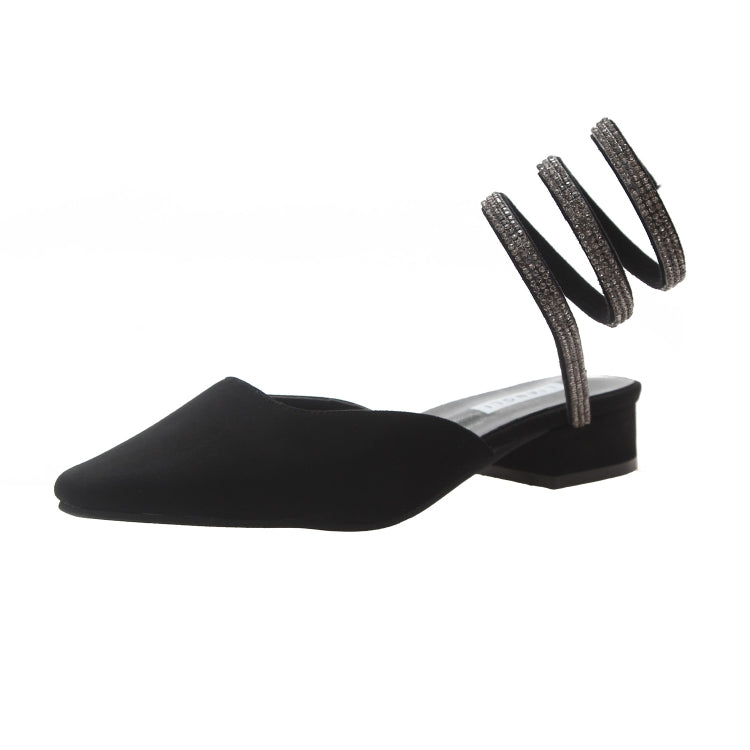 Spiral Belt Suede Low Heel Fashion Sandals for Women