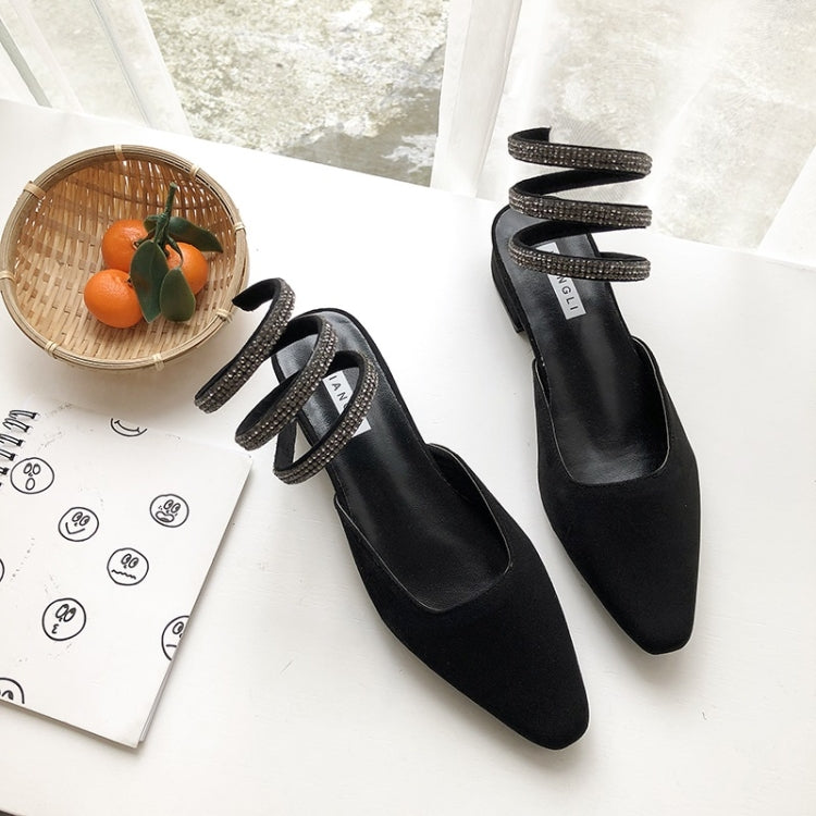 Spiral Belt Suede Low Heel Fashion Sandals for Women