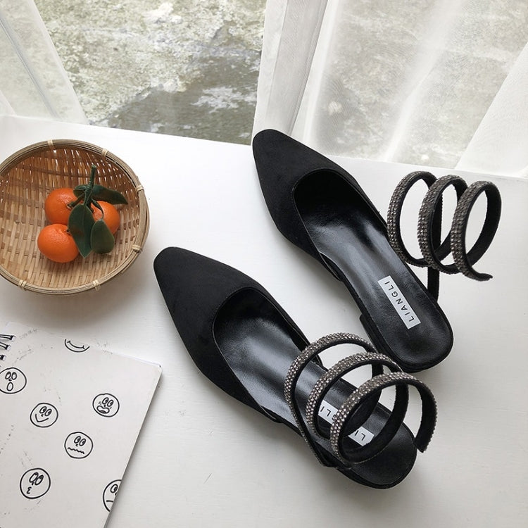 Spiral Belt Suede Low Heel Fashion Sandals for Women