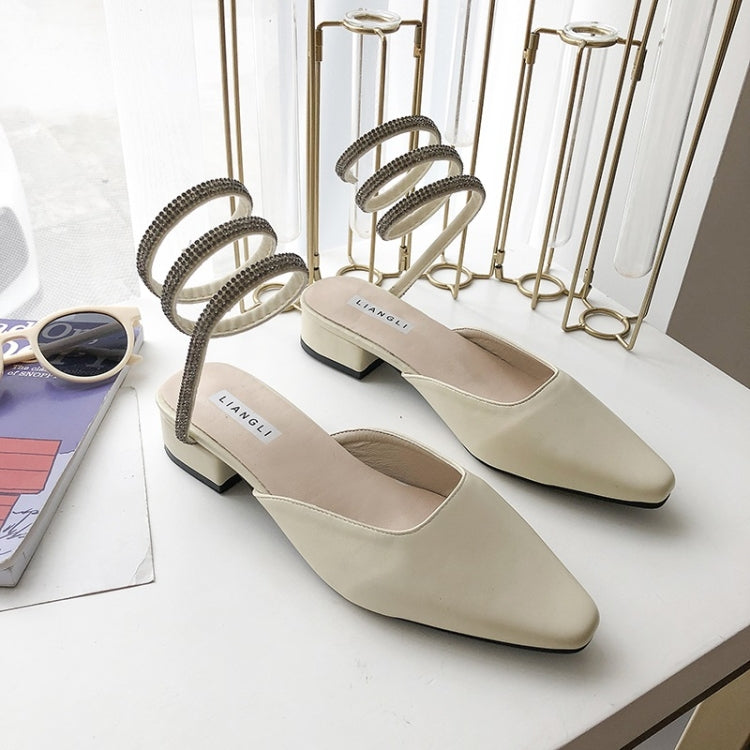 Spiral Belt Suede Low Heel Fashion Sandals for Women