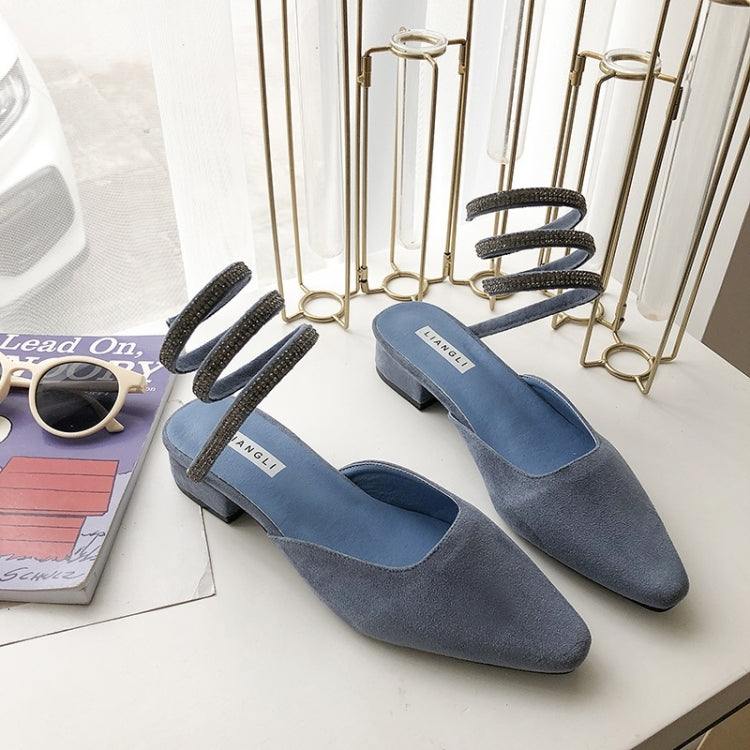 Spiral Belt Suede Low Heel Fashion Sandals for Women