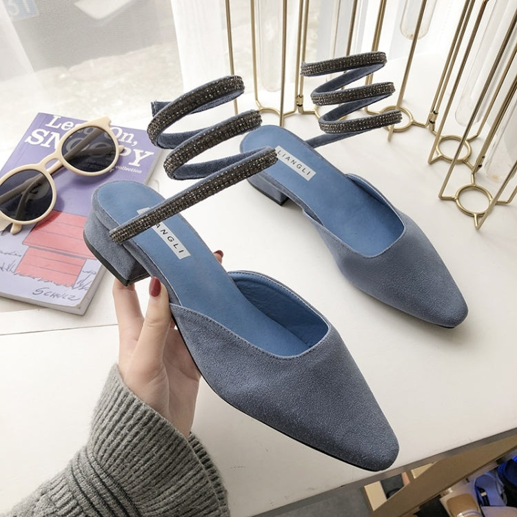 Spiral Belt Suede Low Heel Fashion Sandals for Women