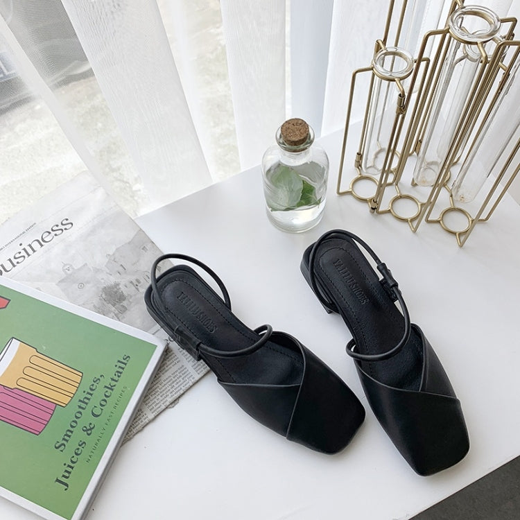 Fashion Wild Thick Bottom Low Heel Side Set Foot Sandals for Women