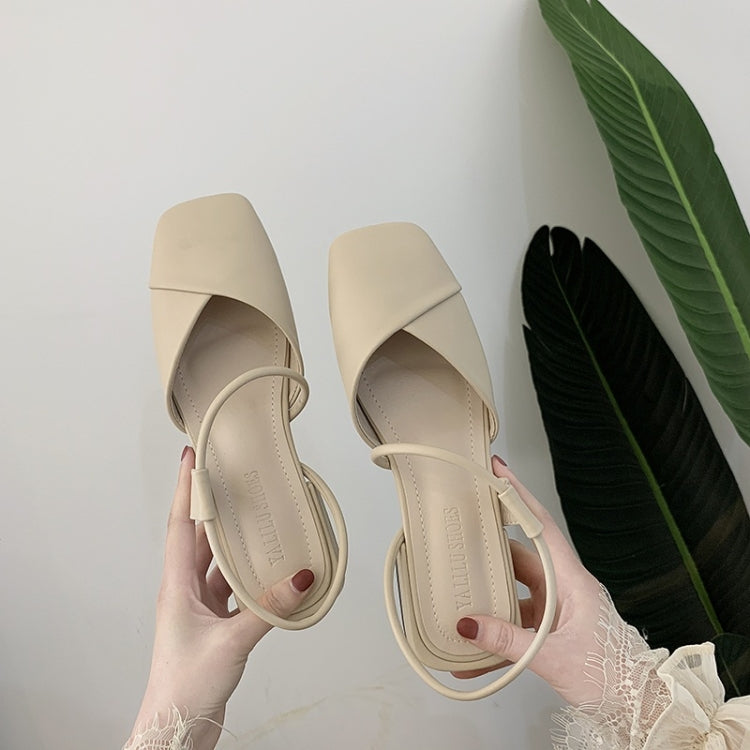 Fashion Wild Thick Bottom Low Heel Side Set Foot Sandals for Women