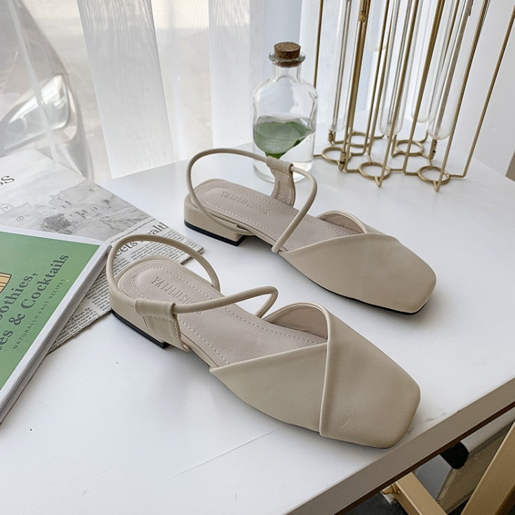 Fashion Wild Thick Bottom Low Heel Side Set Foot Sandals for Women
