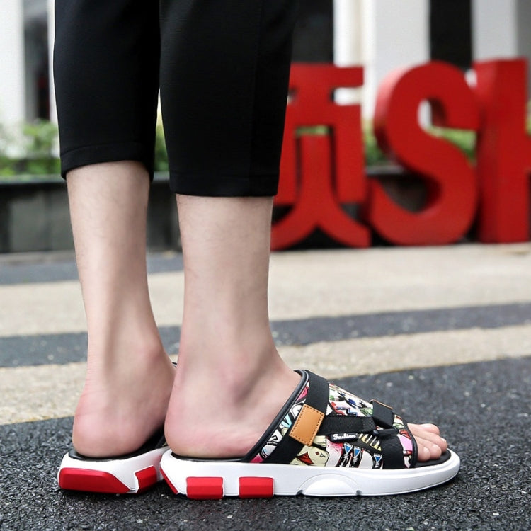 Printed Denim Horsebit Buckle Lightweight Comfortable Slippers for Men