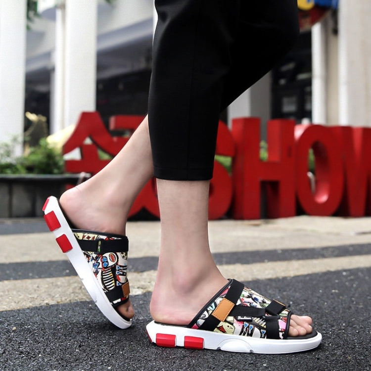 Printed Denim Horsebit Buckle Lightweight Comfortable Slippers for Men
