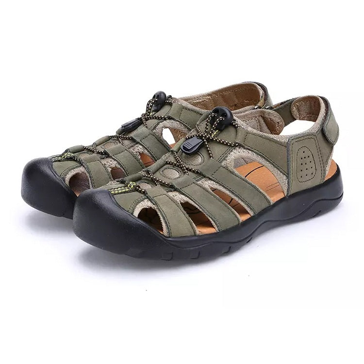 Youth Trend Solid Color Flat Head Sandals for Men