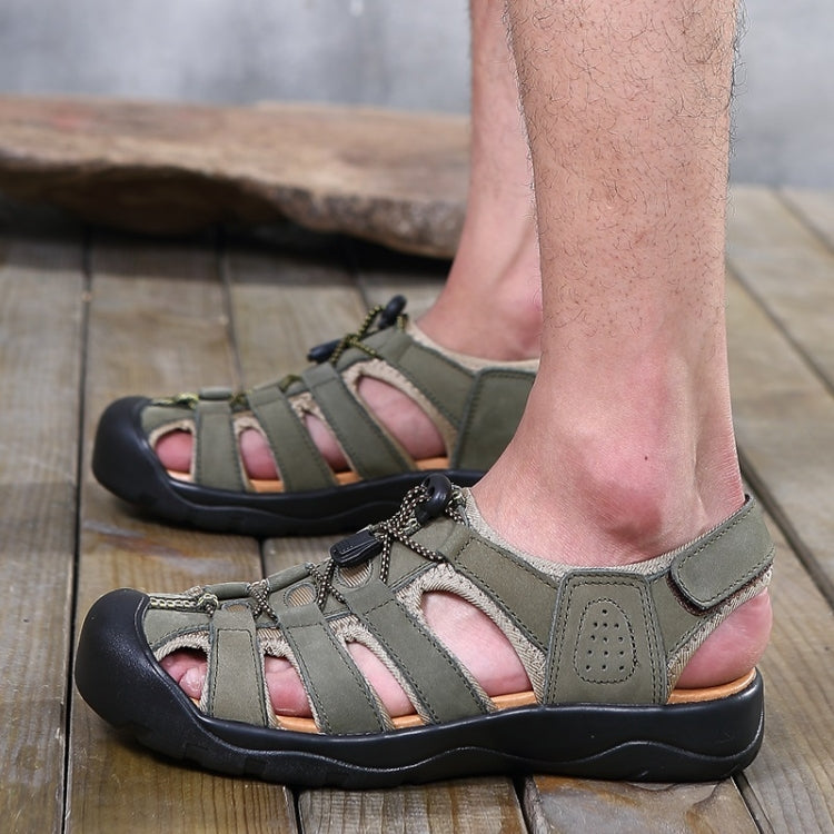 Youth Trend Solid Color Flat Head Sandals for Men