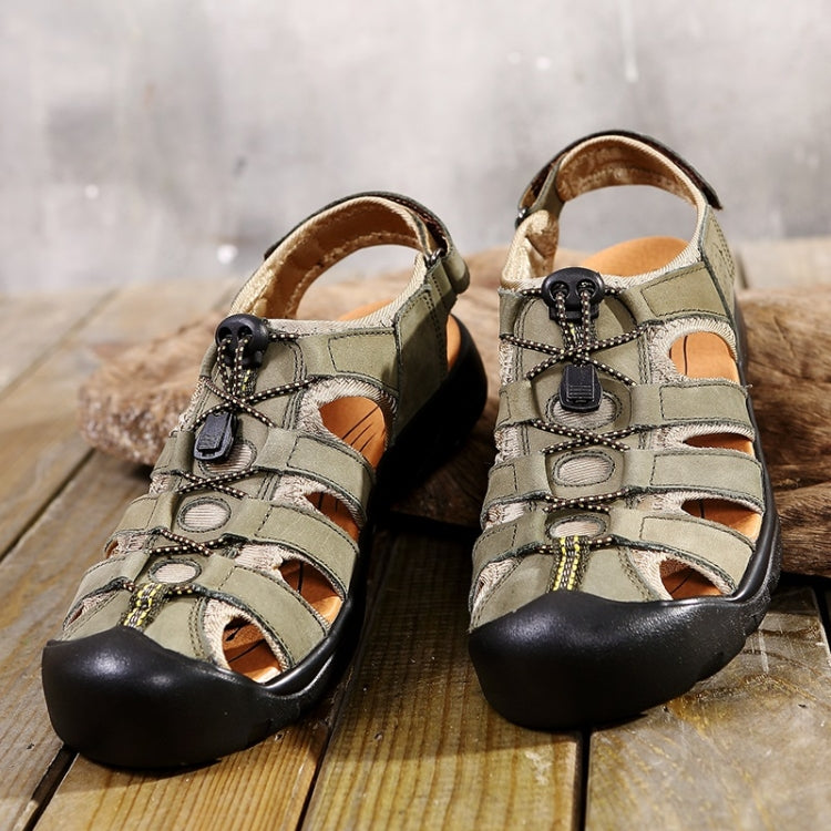 Youth Trend Solid Color Flat Head Sandals for Men