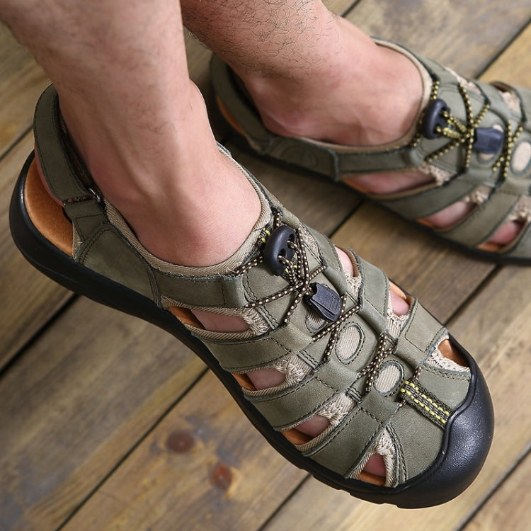 Youth Trend Solid Color Flat Head Sandals for Men