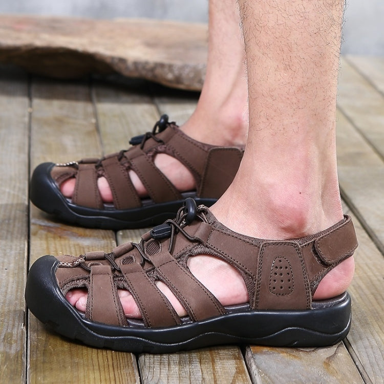 Youth Trend Solid Color Flat Head Sandals for Men