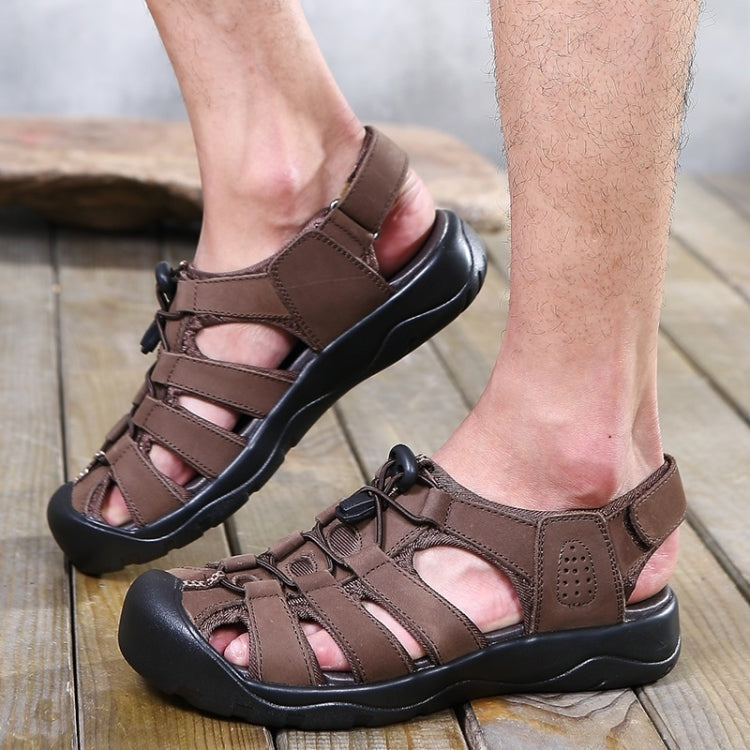 Youth Trend Solid Color Flat Head Sandals for Men