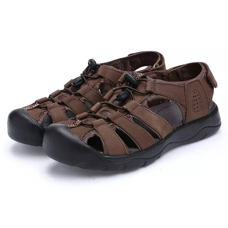 Youth Trend Solid Color Flat Head Sandals for Men