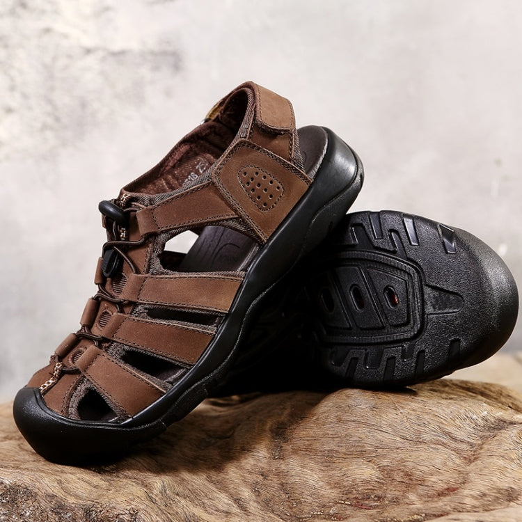 Youth Trend Solid Color Flat Head Sandals for Men