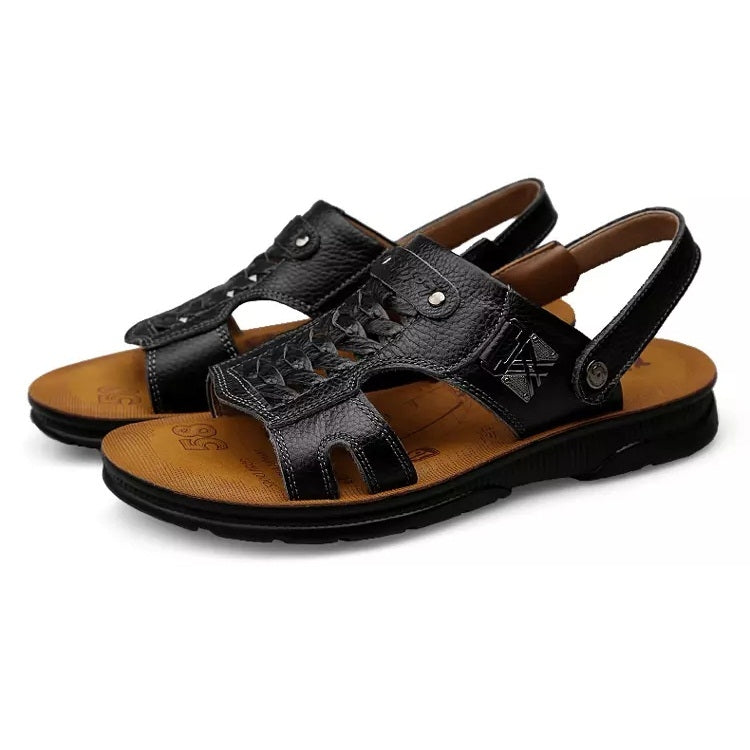 Youth Trend Casual First Layer Cowhide Beach Sandals for Men