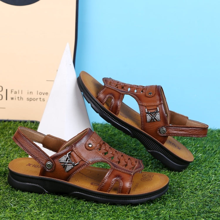 Youth Trend Casual First Layer Cowhide Beach Sandals for Men