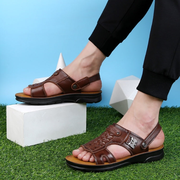 Youth Trend Casual First Layer Cowhide Beach Sandals for Men