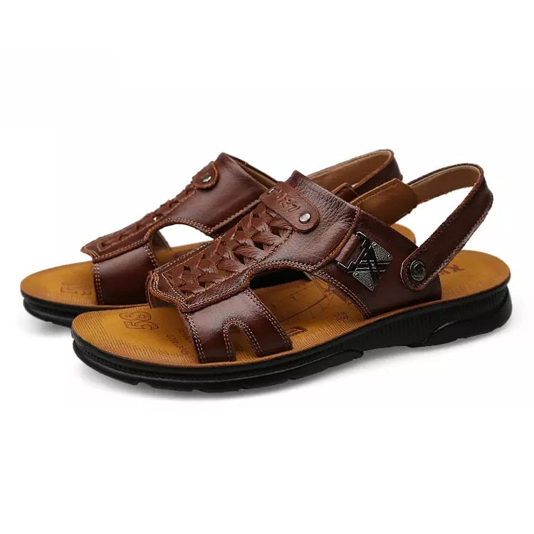 Youth Trend Casual First Layer Cowhide Beach Sandals for Men