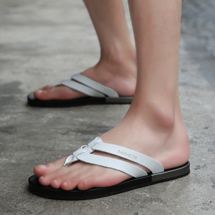 Microfiber Leather Solid Color Lightweight Non-slip Wear-resistant Flip-flops for Men
