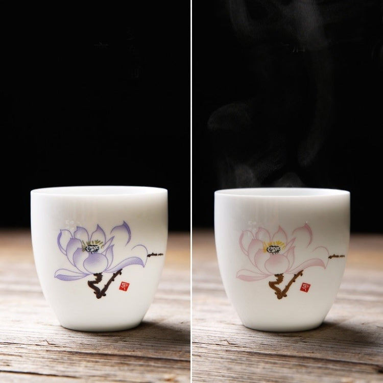 110ml Color Changing Tea Cup Ceramics White Porcelain Single Cup Pastel Kung Fu Teaware Set