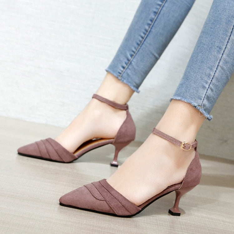 Simple and Stylish Wild Thin Heel Suede Shoes for Women