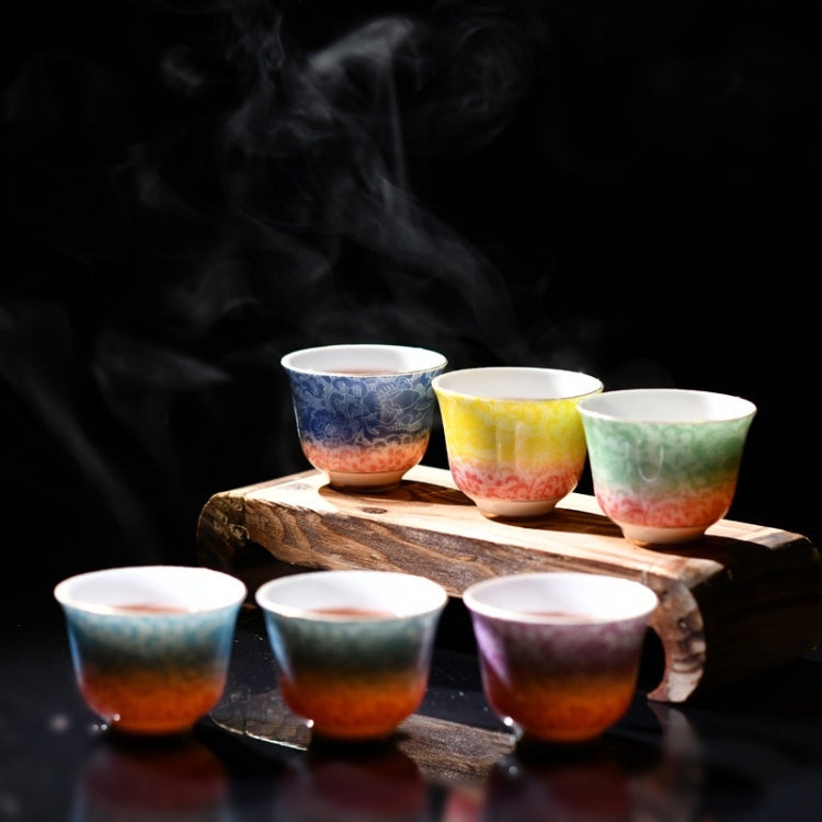 80ml Gradient Color Dragon Clouds Ceramic Enamel Handmade White Porcelain KungFu Tea Thin Body Single Cup