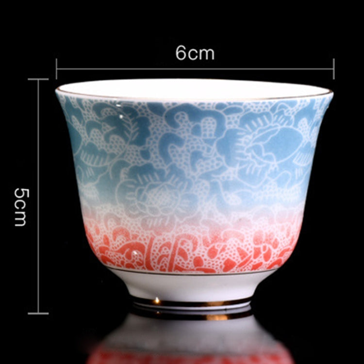 80ml Gradient Color Dragon Clouds Ceramic Enamel Handmade White Porcelain KungFu Tea Thin Body Single Cup