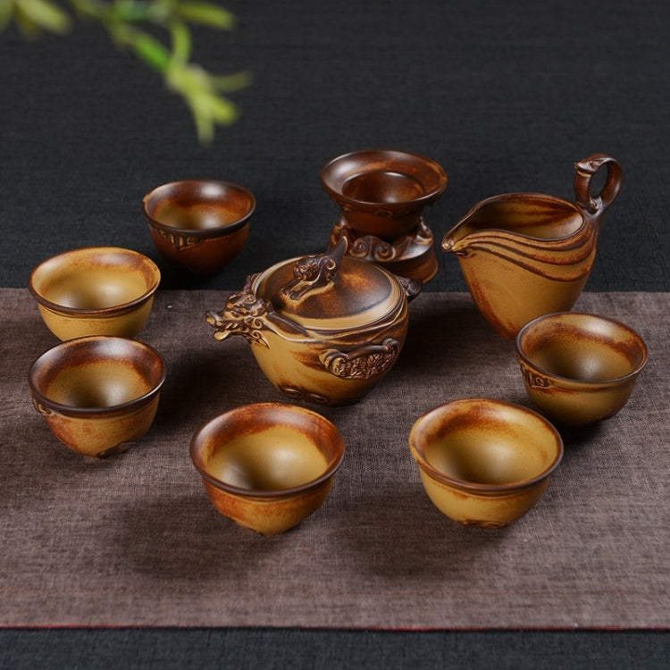 9 in 1 Wood Burning Retro Classic Tea Set Tea Set with High-end Gift Box & 6 Cups