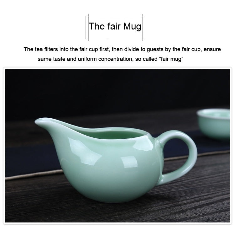 7 in 1 Celadon Ceramic Tea Set Kung Fu Pot Infuser Teapot 3D Fish Serving Cup Teacup Chinese Drinkware with Gift Box