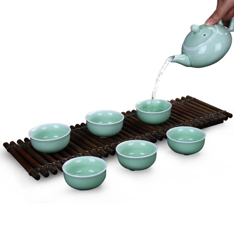 7 in 1 Kiln Celadon Ceramic Tea Set Kung Fu Pot Infuser Teapot 3D Fish Serving Cup Teacup Chinese Drinkware with Gift Box