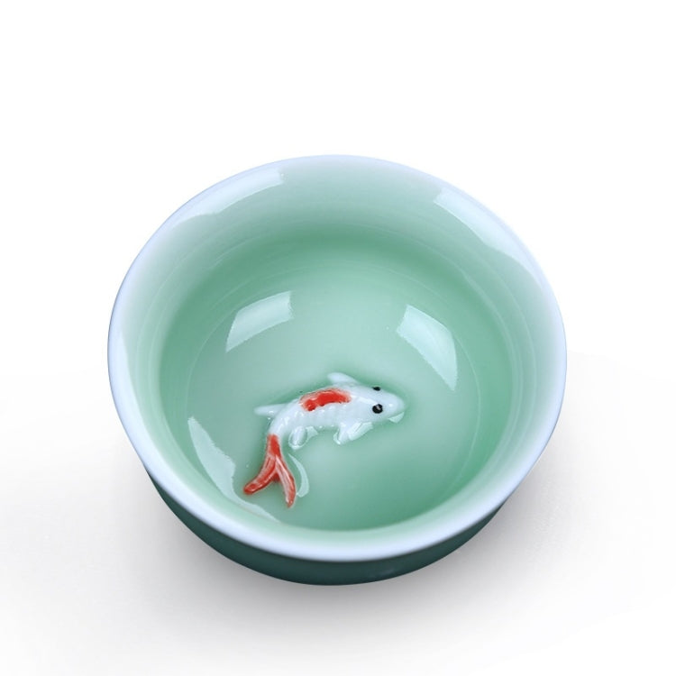 10 in 1 Celadon Ceramic Tea Set Kung Fu Pot Infuser Teapot 3D Fish Serving Cup Teacup Chinese Drinkware with Gift Box