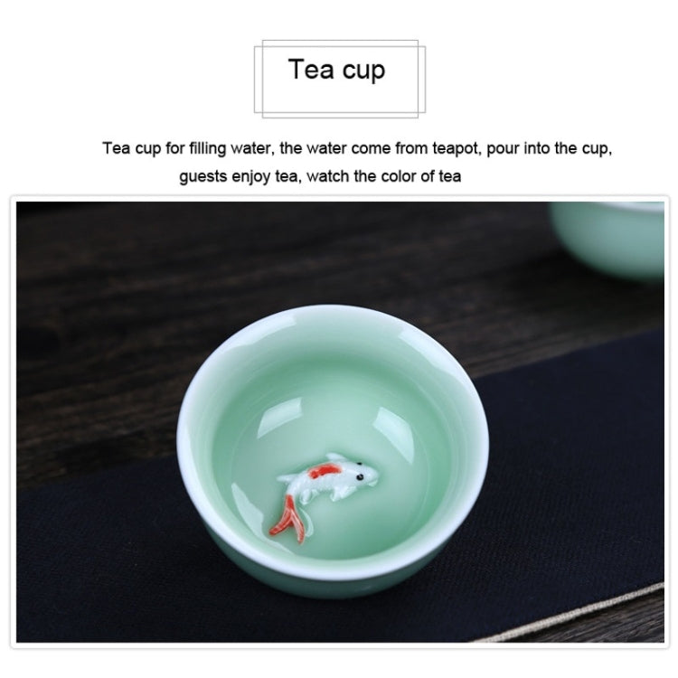 10 in 1 Celadon Ceramic Tea Set Kung Fu Pot Infuser Teapot 3D Fish Serving Cup Teacup Chinese Drinkware with Gift Box