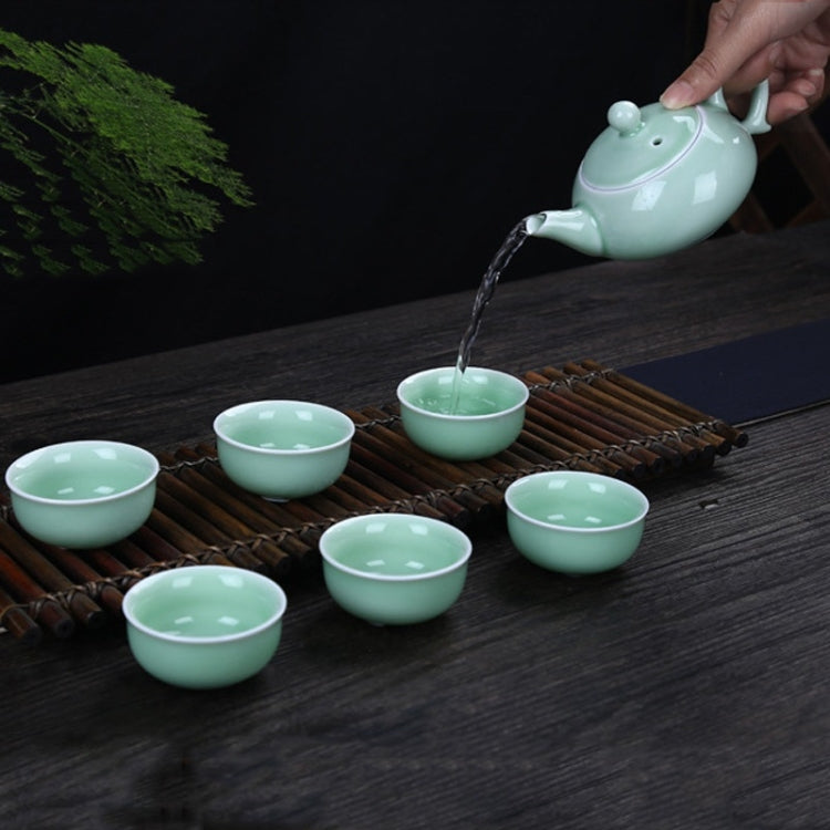 10 in 1 Celadon Ceramic Tea Set Kung Fu Pot Infuser Teapot 3D Fish Serving Cup Teacup Chinese Drinkware with Display Gift Box