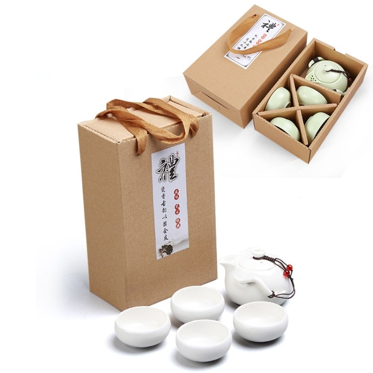 5 in 1 Celadon Ceramic Tea Set Penguin Kung Fu Teapot 1 Pot 4 Teacup Chinese Drinkware with Environmental Protection Gift Box