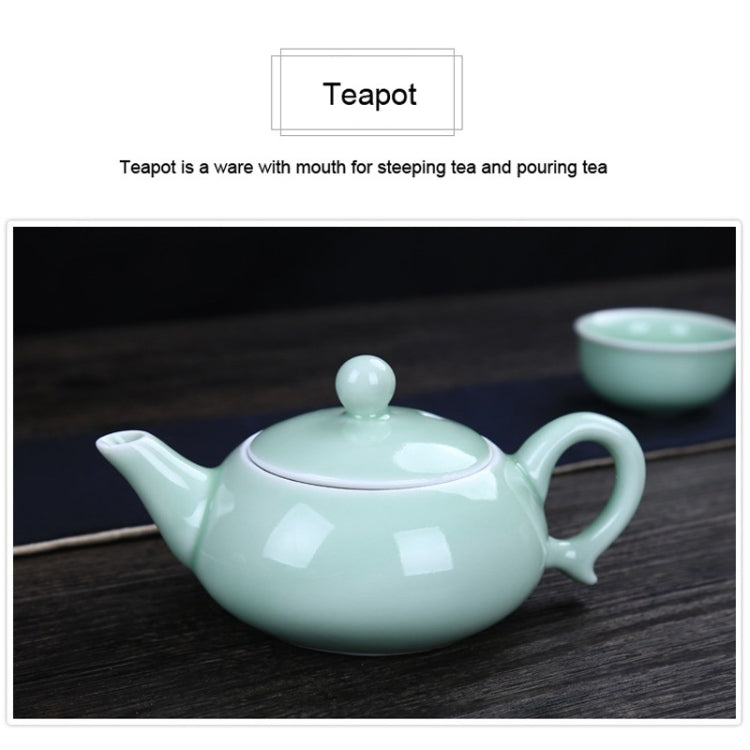 3 in 1 Celadon Ceramic Tea Set Penguin Kung Fu Teapot 1 Pot 2 Teacups Chinese Drinkware with Travel Gift Box(Black)
