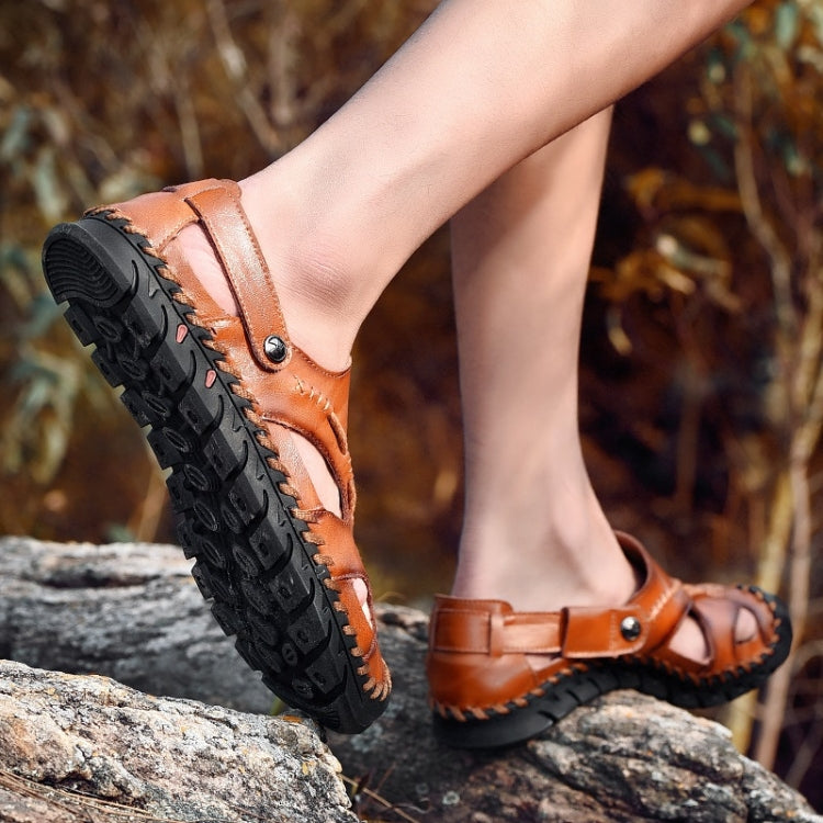 First Layer Leather Thick Bottom Outdoor Casual Sandals for Men