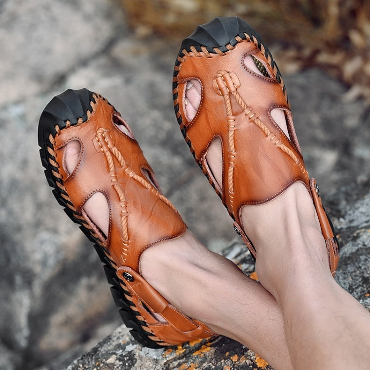First Layer Leather Thick Bottom Outdoor Casual Sandals for Men