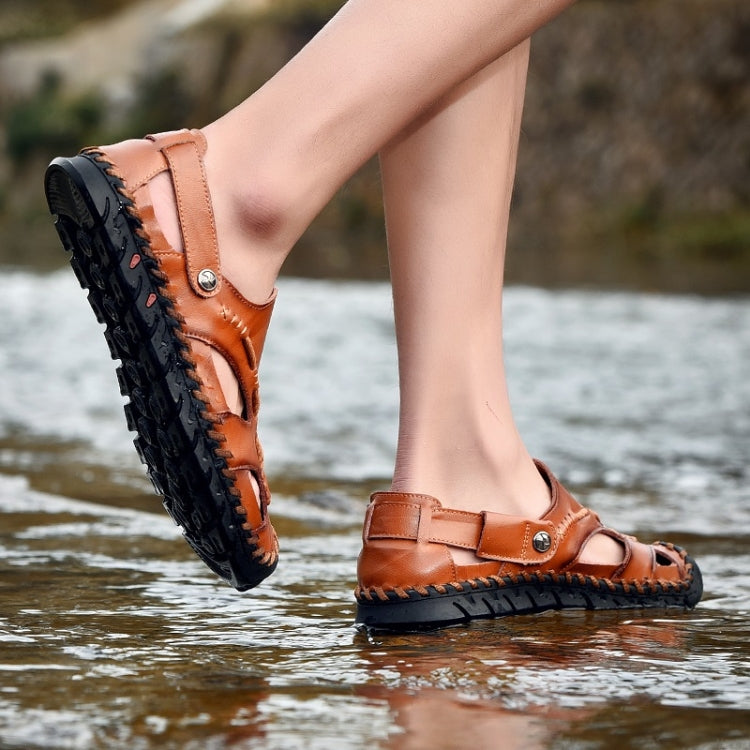 First Layer Leather Thick Bottom Outdoor Casual Sandals for Men