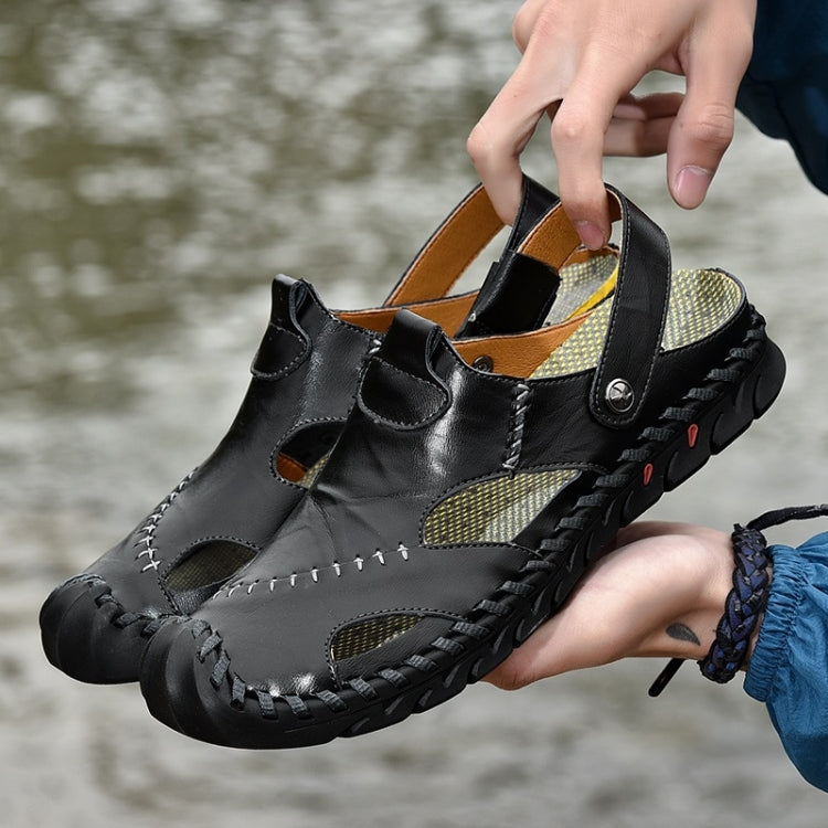 Hand-stitched Outdoor Casual Leather Beach Shoes Sandals for Men