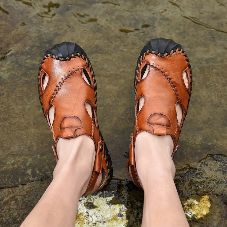 Hand-stitched Outdoor Casual Leather Beach Shoes Sandals for Men