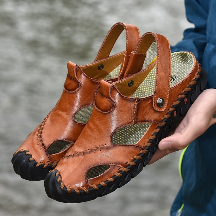 Hand-stitched Outdoor Casual Leather Beach Shoes Sandals for Men