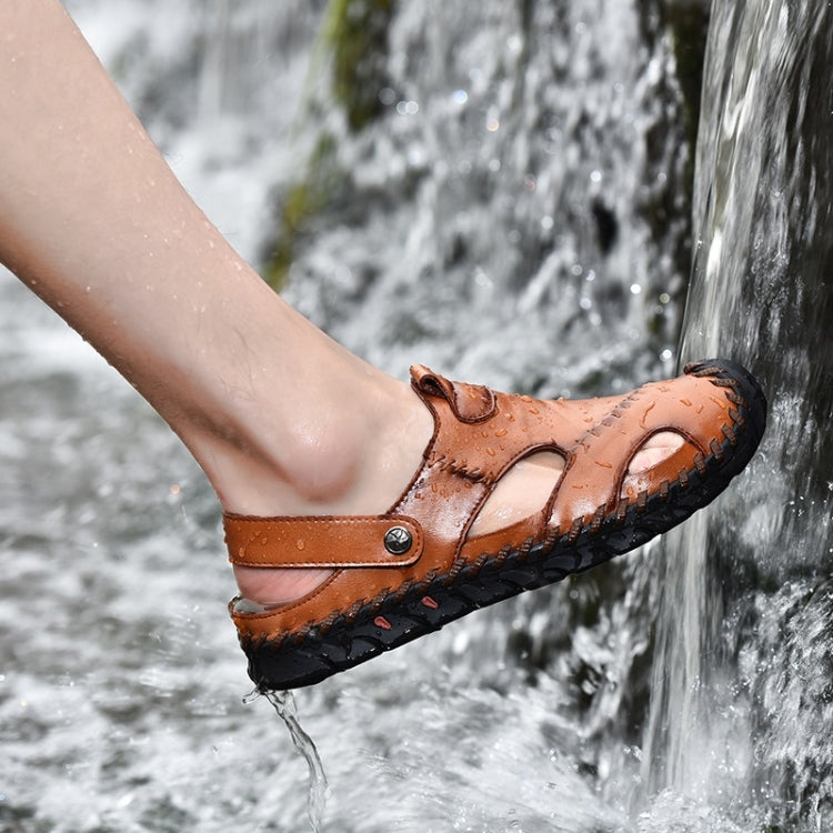 Hand-stitched Outdoor Casual Leather Beach Shoes Sandals for Men