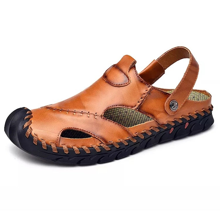 Hand-stitched Outdoor Casual Leather Beach Shoes Sandals for Men