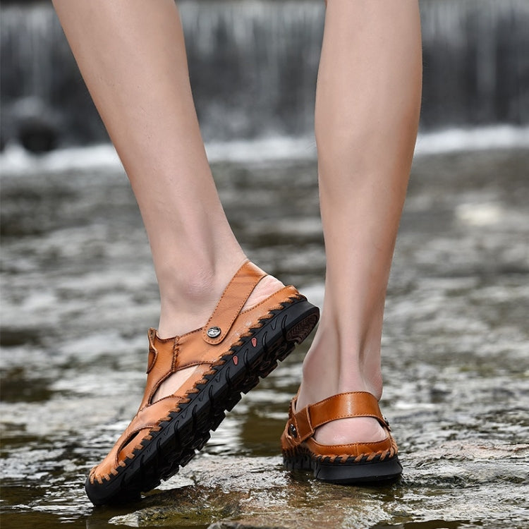 Hand-stitched Outdoor Casual Leather Beach Shoes Sandals for Men