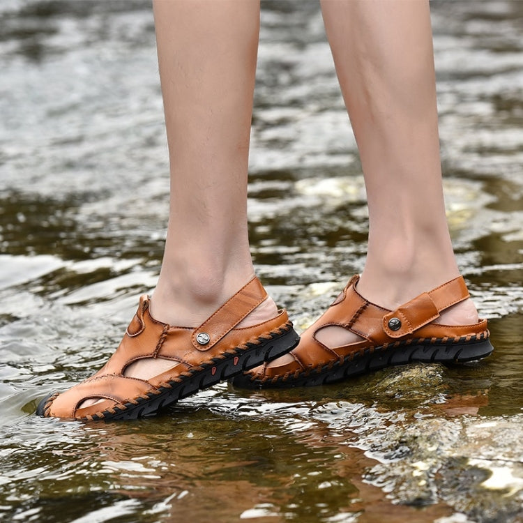 Hand-stitched Outdoor Casual Leather Beach Shoes Sandals for Men