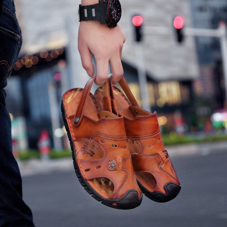 Youth Trend First Layer Cowhide Two-wear Outdoor Casual Sandals Slippers for Men