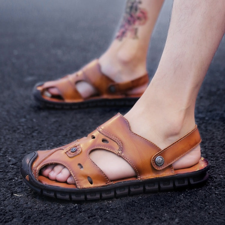 Youth Trend First Layer Cowhide Two-wear Outdoor Casual Sandals Slippers for Men